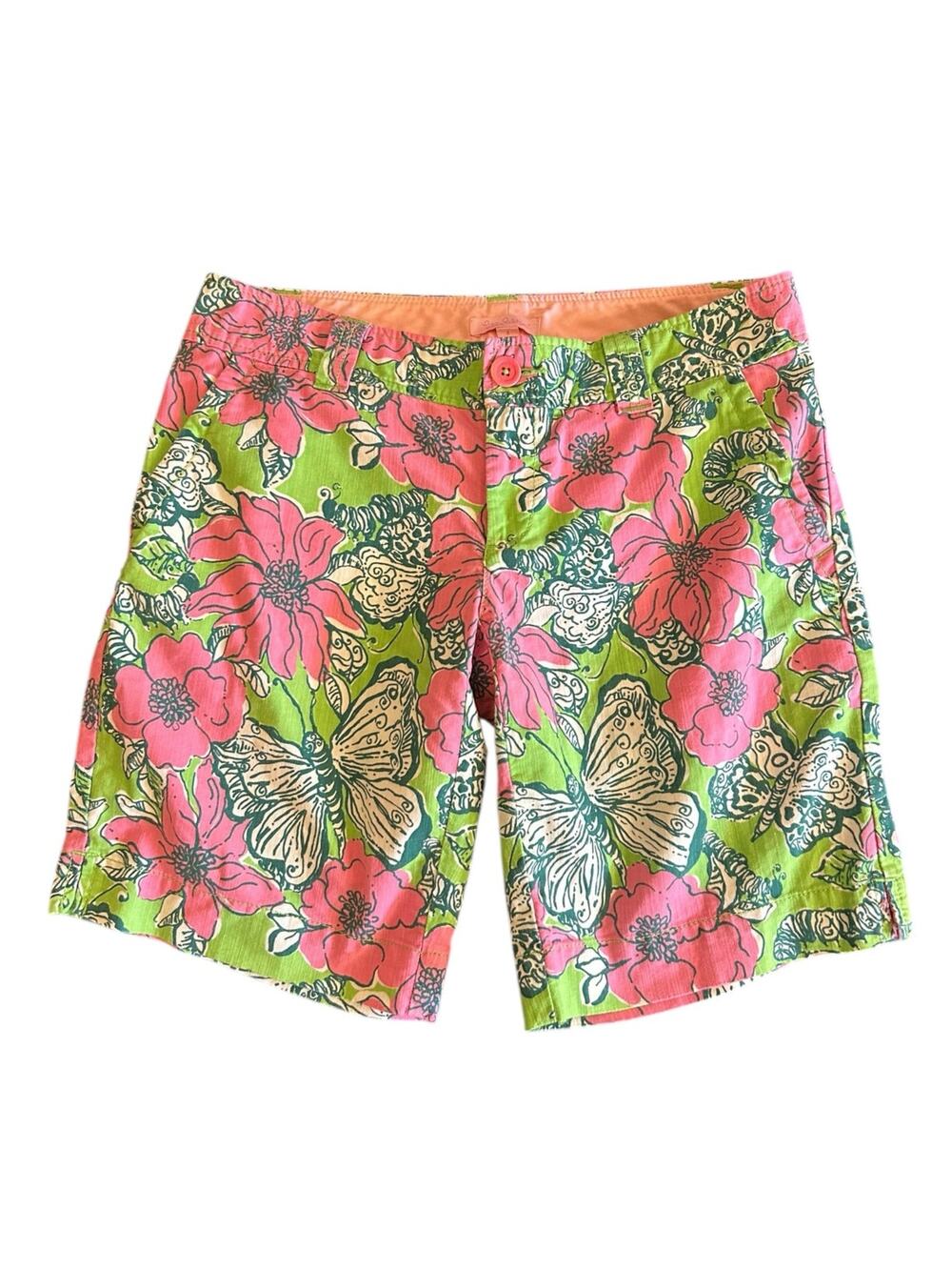 Lilly Pulitzer Floral Bermuda Shorts Womens 4 Bloomin Cocoonin Preppy Vibrant
